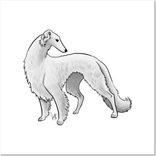 Dog - Borzoi - White Posters and Art